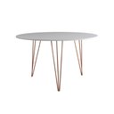 Ver imagem 5 de Mesa Jantar Redonda 110Cm Branca Clips 3 Pés Com 5 Cadeiras Pretas Base Cobre - Cor: Branco