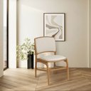 Ver imagem 2 de Jogo 6 Cadeiras de Jantar Florença em Madeira Jequitibá Natural Encosto em Tecido Premium Linho Bege