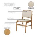 Ver imagem 3 de Jogo 6 Cadeiras de Jantar Florença em Madeira Jequitibá Natural Encosto em Tecido Premium Linho Bege