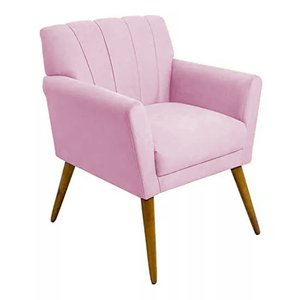 Poltrona Decorativa Cecília - Rosa Bebê - Renascer Decor
