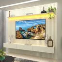 Ver imagem 1 de Painel para TV até 85 Polegadas Sole 3 Gavetas Ripado 100% MDF Off White - Pnr Móveis
