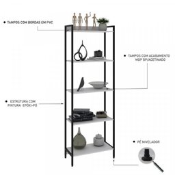 Estante para TV até 50 Polegadas Estante 5 Prateleiras Estilo Industrial Active Yescasa - 17 Estante para TV até 50 Polegadas Estante 5 Prateleiras Estilo Industrial Active Yescasa - 17