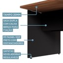 Ver imagem 5 de Plataforma de Trabalho Escritório 2 Lugares 0,9m com 2 Caixas de Tomadas Industrial Preto e Marrom Nogal