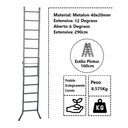 Ver imagem 2 de Escada Extensiva 3 em 1 Metalon 40x20mm 6 e 12 Degraus 160cm