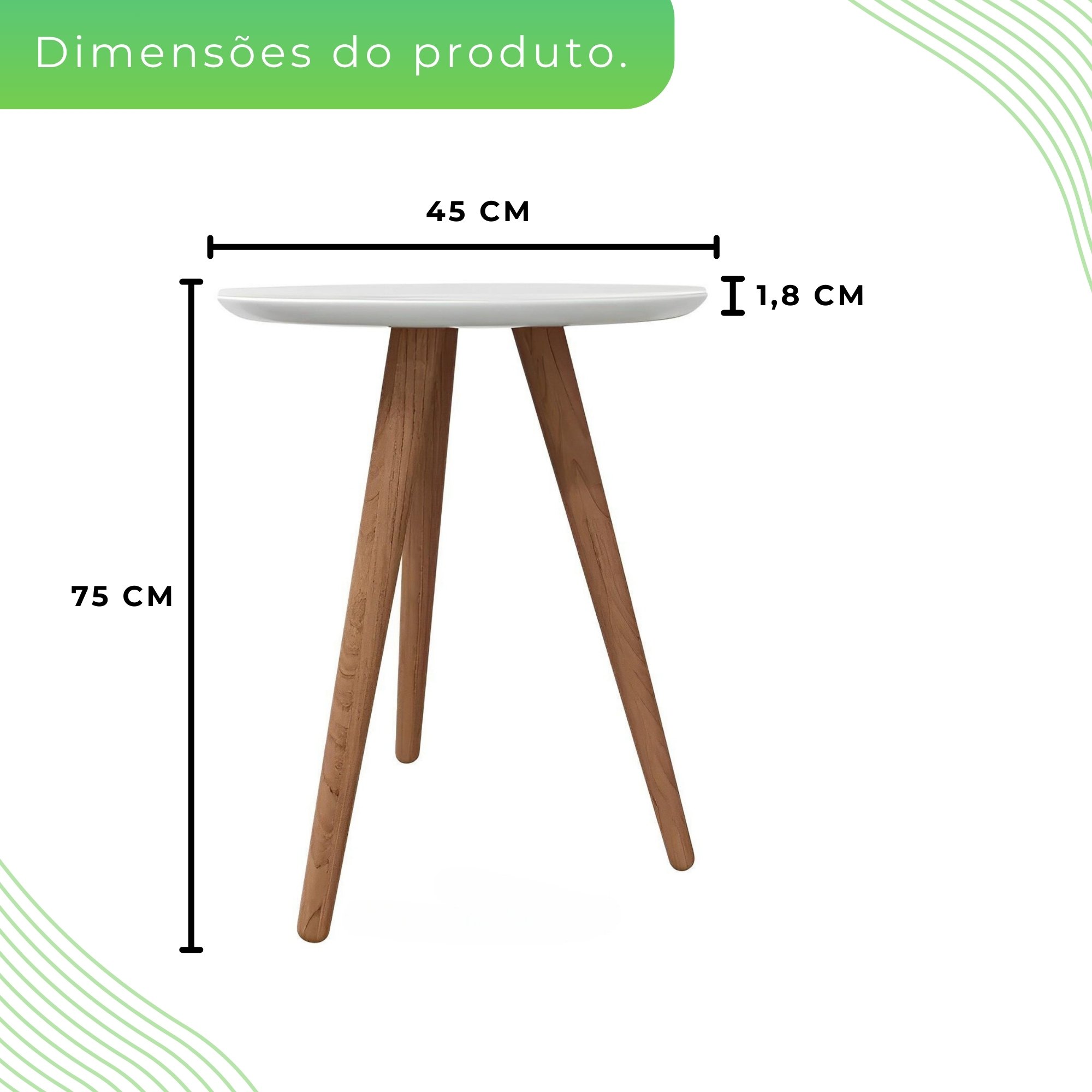 Mesa Lateral 45cm Tampo em MDF Esmeralda - 6
