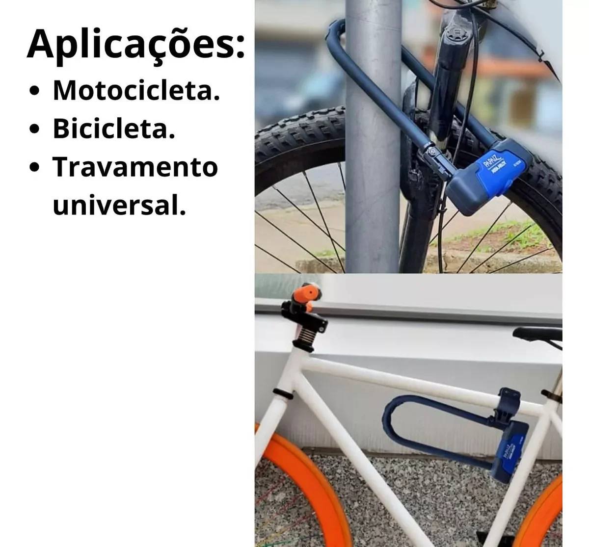 Cadeado Trava Tipo U-lock Ul 10/285 Bicicleta Moto Papaiz [f118] - 3