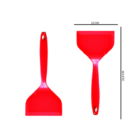 Duas Espátula Larga Cabo Maciço 25,8cm em Silicone Vermelho Unyhome.