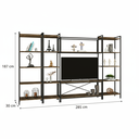 Ver imagem 3 de Estante para TV até 50 Polegadas 187CMX285CM 5 Prateleiras Estilo Industrial Active Yescasa Marrom