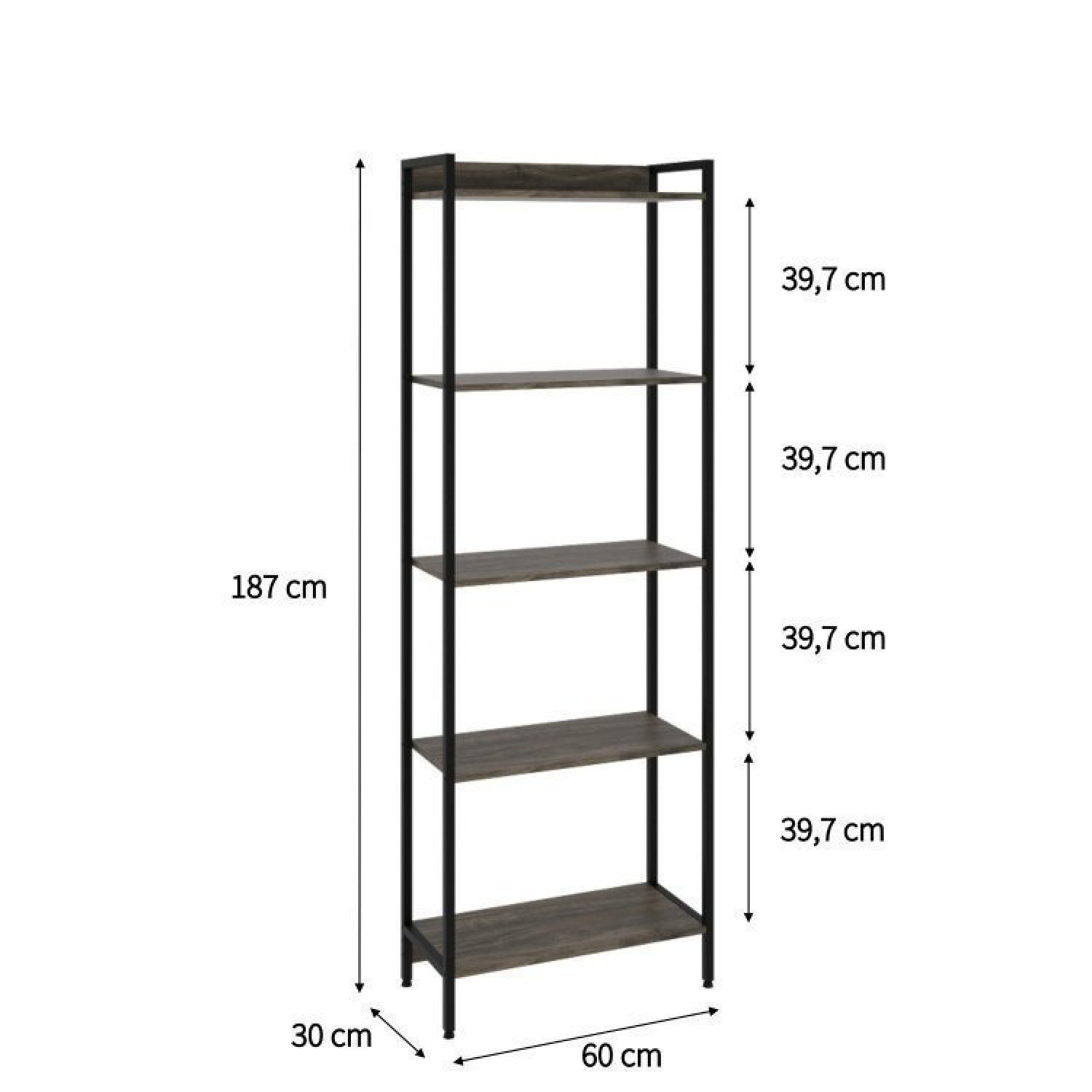 Conjunto Rack para TV até 50 Polegadas Estante 5 Prateleiras Estilo Industrial Active Yescasa - 16