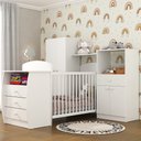 Ver imagem 2 de Quarto Infantil com Berço-Cômoda e Colchão Incluso Laura Multimóveis Branco