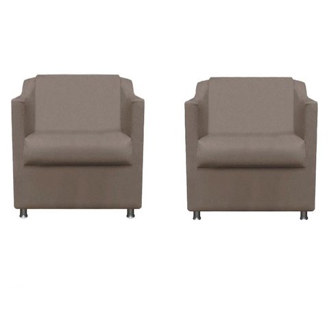 Kit 2 Poltronas Decorativa Tilla Suede Capuccino Twdecora