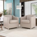 Ver imagem 2 de Kit 4 Poltronas para Recepção Clínica Médica - Balaqui Decor Cor:Bege