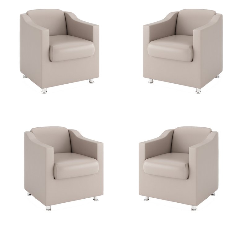 Kit 4 Poltronas para Recepção Clínica Médica - Balaqui Decor Cor:Bege