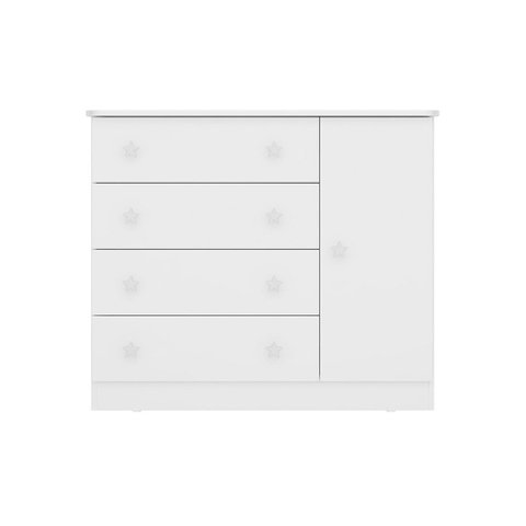 Comoda Sapateira Infantil 1 Porta e 4 Gavetas Brilhar Q01 Branco - Amarena Móveis