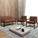 Ver imagem 1 de Kit 3 Peças com 1 Sofá 2 Lugares e 2 Poltronas Corino Industrial Niterói Marrom