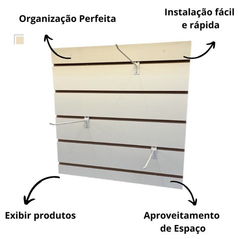Expositor de Produto com Gancho Canaletado Mdf 60x60 - Branco