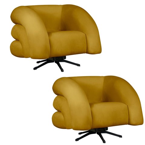 Kit 2 Poltrona Decorativa Micheli Giratória e Balanço Veludo