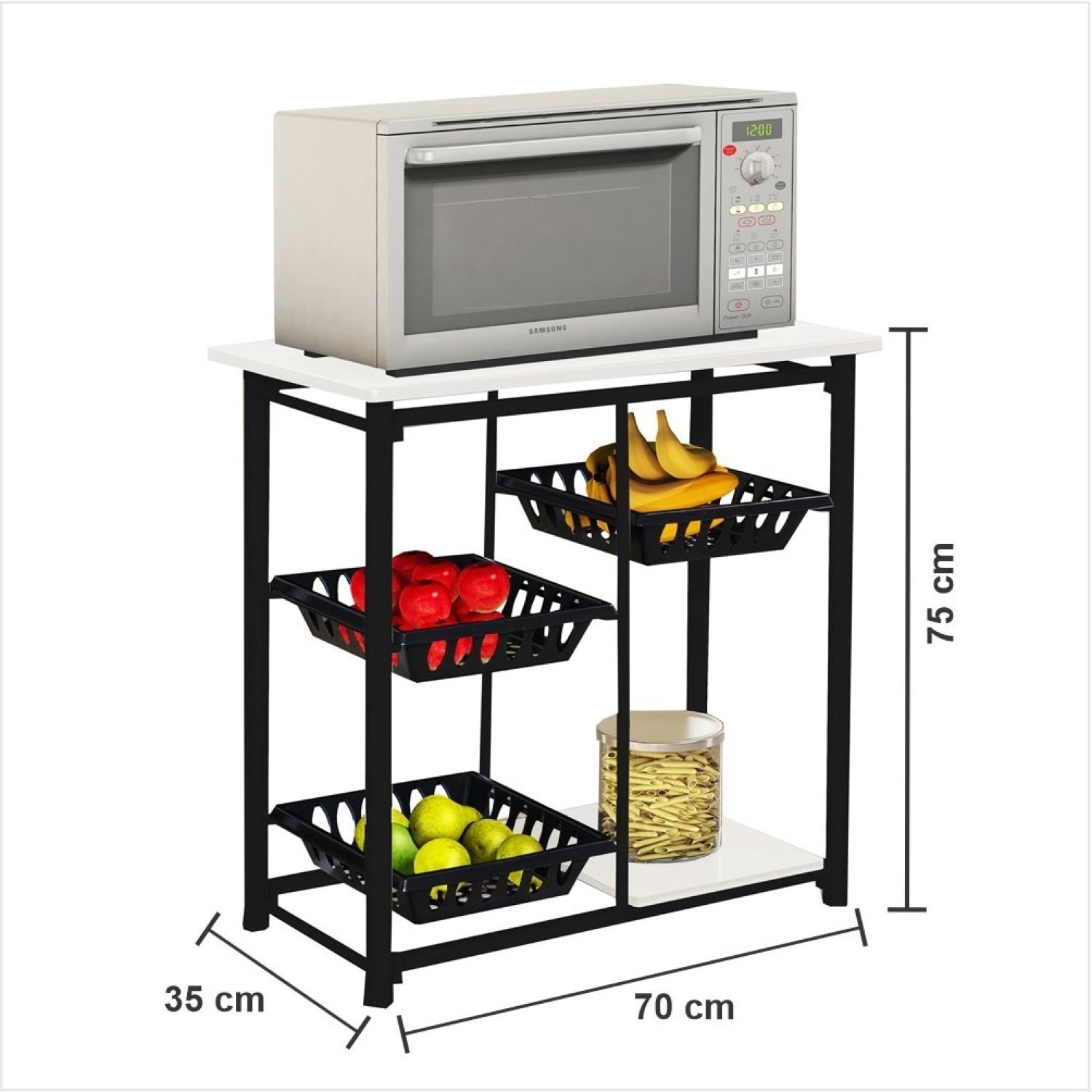 Fruteira 3 Cestas 2 Prateleiras com Apoio de Microondas Gol - 3