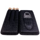Ver imagem 5 de Estojo Porta Charutos p/ Viagem 3 Exemplares Couro Crocodilo - Preto