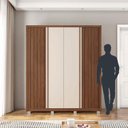 Ver imagem 5 de Guarda Roupa Solteiro 4 Portas 2 Gavetas Liz Marrom/Havana/Off White