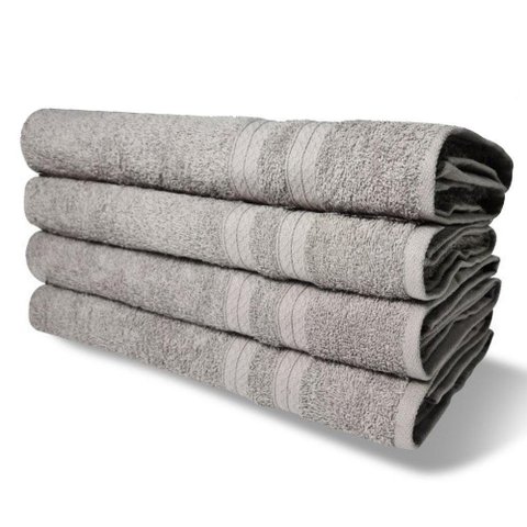 Kit com 4 Toalhas de Banho 430g-m² Grande Grossa 80x150cm Itália Soft - Cinza Cinza