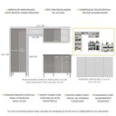 Ver imagem 3 de Cozinha Completa c/ Buffet/Aparador Siena Multimóveis MP2041 Branca/Lacca Fumê
