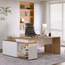 Ver imagem 3 de Escrivaninha Mesa Escritório Diretor em L 3 Gavetas 1 Porta Spring Yescasa