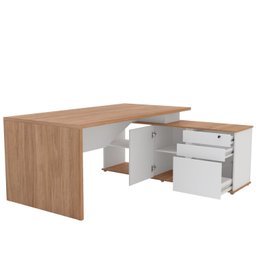 Mesa para Escritório Diretor em L 3 Gavetas 1 Porta Spring Yescasa - 10