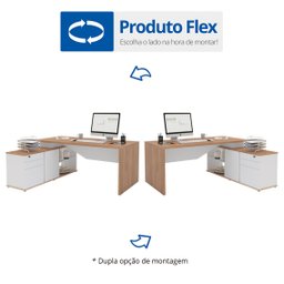 Mesa para Escritório Diretor em L 3 Gavetas 1 Porta Spring Yescasa - 13
