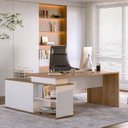 Ver imagem 3 de Escrivaninha Mesa Escritório Diretor em L Spring 3 Gavetas 1 Porta 180cm Yescasa Itapuã e Branco