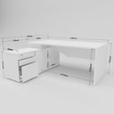 Ver imagem 6 de Escrivaninha Mesa Escritório Diretor em L Spring 3 Gavetas 1 Porta 180cm Yescasa Itapuã e Branco