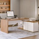 Ver imagem 1 de Escrivaninha Mesa Escritório Diretor em L Spring 3 Gavetas 1 Porta 180cm Yescasa Itapuã e Branco