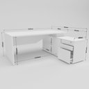 Ver imagem 5 de Escrivaninha Mesa Escritório Diretor em L Spring 3 Gavetas 1 Porta 180cm Yescasa Itapuã e Branco