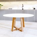 Ver imagem 1 de Mesa Jantar Eames Eiffel Redonda 110cm Lívia Base Madeira Maciça - Branca