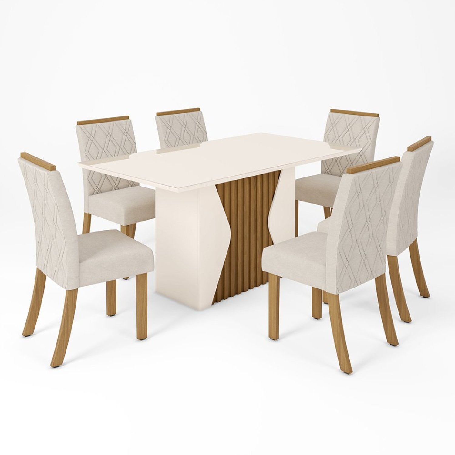 Conjunto Sala de Jantar Tampo Mdf/Vidro 6 Cadeiras Nola - 2