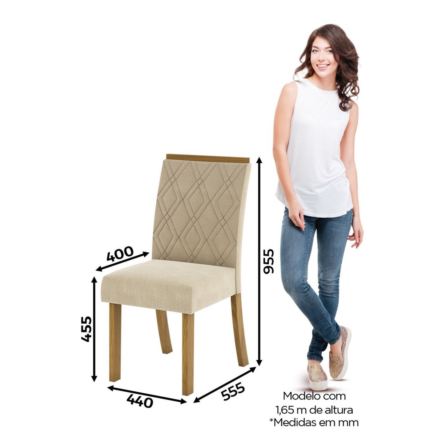 Conjunto Sala de Jantar Tampo Mdf/Vidro 6 Cadeiras Nola - 8