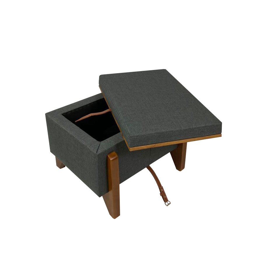 Puff Baú Decorativo e Mesa de Centro Flex Retangular Linho Cinza - 5