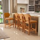 Ver imagem 2 de Kit 03 Banquetas Baixa Bar Cozinha Sala Jantar Fixa Betta L02 Imbuia Couríssimo Whisky - Lyam Decor