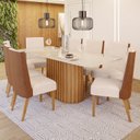 Ver imagem 2 de Conjunto Sala de Jantar Tampo Mdf/Vidro 8 Cadeiras Geovana