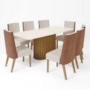 Ver imagem 1 de Conjunto Sala de Jantar Tampo Mdf/Vidro 8 Cadeiras Geovana