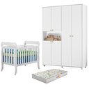 Ver imagem 1 de Berço Americano Lila com Colchão Gazin com Guarda Roupa Infantil Vittoria 6 Portas Branco - Móveis a