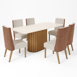 Conjunto Sala de Jantar Tampo Mdf/Vidro 6 Cadeiras Geovana - 2