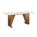Ver imagem 5 de Conjunto Sala de Jantar Mesa Tampo MDF/Vidro com 6 Cadeiras Joana Bege/Nature/Off White/Linho