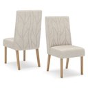 Ver imagem 6 de Conjunto Sala de Jantar Mesa Tampo MDF/Vidro com 6 Cadeiras Joana Bege/Nature/Off White/Linho