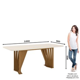 Conjunto Sala de Jantar Mesa Tampo MDF/Vidro com 6 Cadeiras Joana - 3