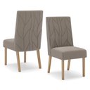 Ver imagem 6 de Conjunto Sala de Jantar Mesa Tampo MDF/Vidro com 6 Cadeiras Joana Marrom/Nature/Off White/Amêndoa