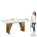 Ver imagem 3 de Conjunto Sala de Jantar Mesa Tampo MDF/Vidro com 6 Cadeiras Joana Marrom/Nature/Off White/Amêndoa