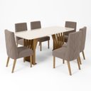 Ver imagem 2 de Conjunto Sala de Jantar Mesa Tampo MDF/Vidro com 6 Cadeiras Joana