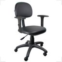 Ver imagem 1 de Cadeira Escritório Secretária Giratória com Braço Regulável em Corino