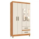 Ver imagem 2 de Guarda-roupa Solteiro Illinois 4 Portas 2 Gavetas com Espelho Cinamomo/off White - Pnr Móveis